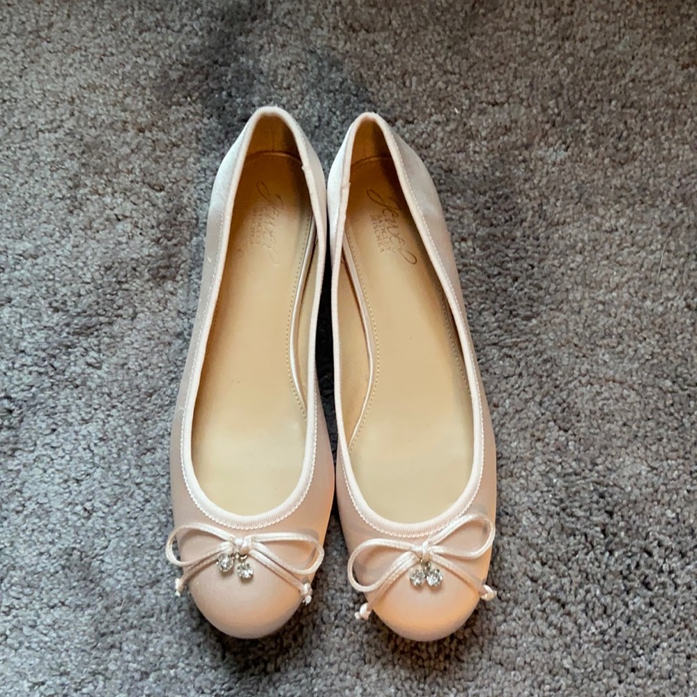 Jewel Badgley Mischka Champagne Satin Flats